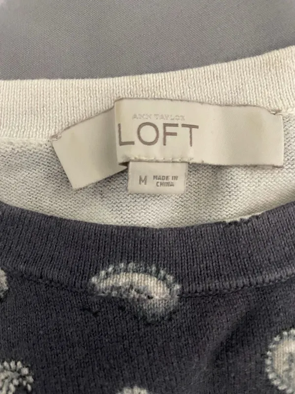 Ann Taylor Loft Grayish Purple Paisley Print Crewneck Sweater - Image 2