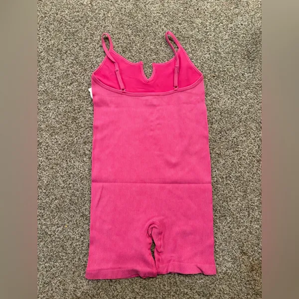 NWT FCT Seamless Ribbed Cami Romper | Size: Small Pink - Image 4