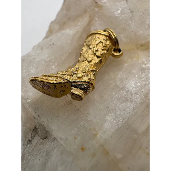 Vintage Avon Gold Tone Victorian High Button Boot Charm Turquoise Cabochon - Image 4