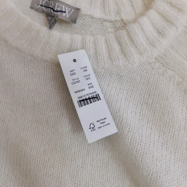 NWT!! J. CREW High Rib Pullover Sweater Wool Alpaca Solid‎ Ivory Minimalist XXS - Image 13
