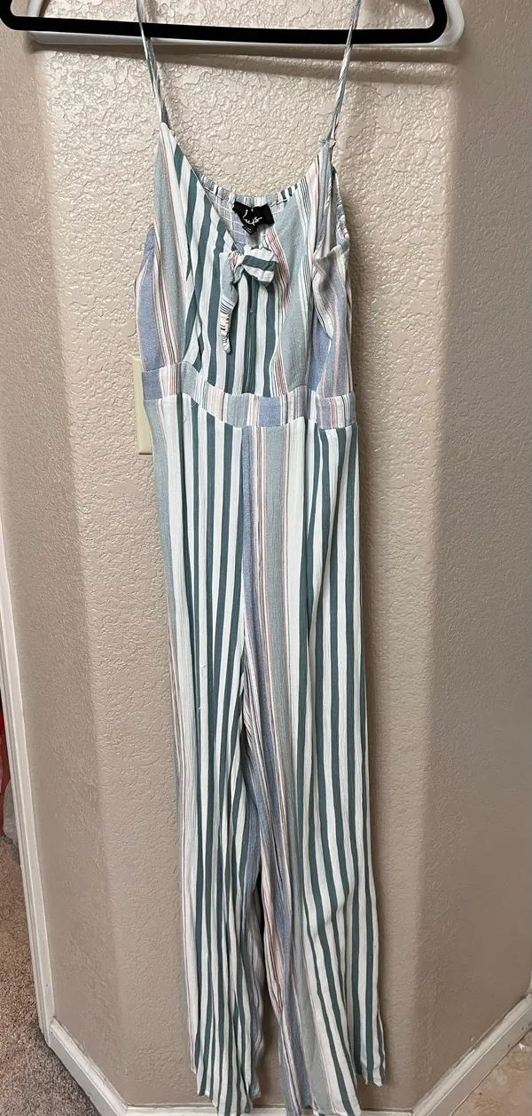 Lulus Promise Sage Green Stripe Romper - Image 4