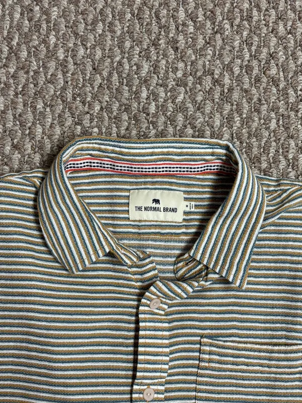 The Normal Brand Freshwater Short Sleeve Casual Striped Button Up Shirt - Image 3