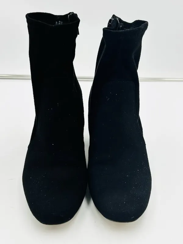 Ann Taylor Loft Women's Black Suede Ankle Boot Size 8.5 Side Zip 3" Block Heel - Image 3