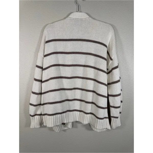 Jenni Kayne Cream Tan Chunky Knit Cardigan Sweater Womens S Oversized Casual - Image 5