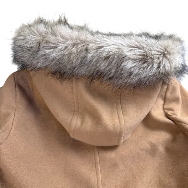 Mackintosh New England Peacoat Parka Jacket Women Medium Camel Tan Faux Fur Hood - Image 3