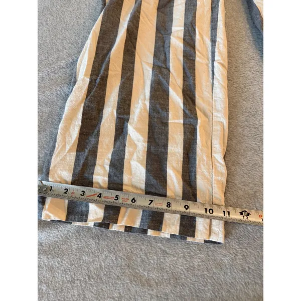 Striped Wide Leg Jumpsuit Womens Grey White Button Front Sleeveless Summer XL - Image 6