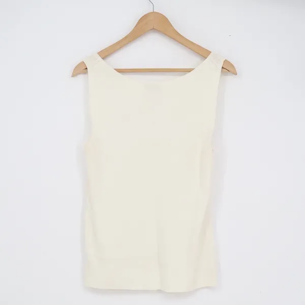 Ann Taylor Loft Womens Medium Cream Knit Scoop Neck Sleeveless Tank Top Shell - Image 4
