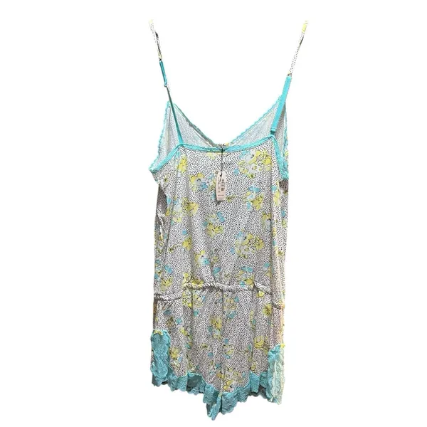 NWT Victoria’s Secret Blue And Yellow Floral Lace Trimmed Romper - Image 8
