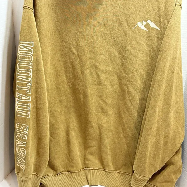 Aerie Sweatshirt Womens XL Mountain Season Mock Neck Oversized Olive Toned Gold - Image 3