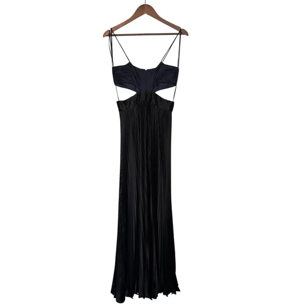 AMUR Elodie Pleated Cutout Maxi Gown Navy Black Formal Dress 4 NWOT - Image 3