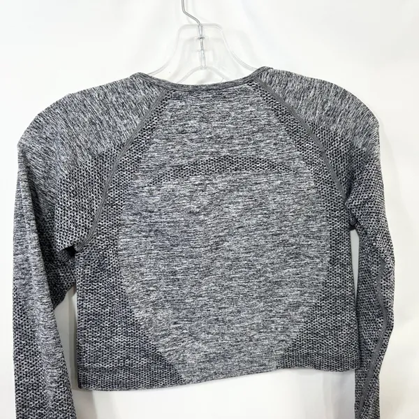 Seamless Workout‎ Set Gray Activewear Long Sleeve Crop Top Leggings TikTok 779 - Image 13