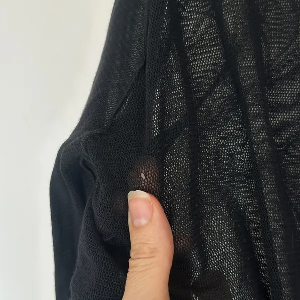 Vintage Y2K Sheer Mesh Black Cropped Cardigan Top Lettuce Hem Vamp Goth Witchy - Image 9