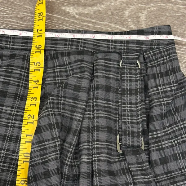 Hot Topic Gray Black Plaid Suspender Skirt Pleated Mini Detachable Straps Goth L - Image 11