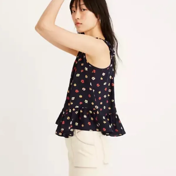 NWT Madewell silk Ruffle-Strap Cami Confetti Floral Sz 2‎ - Image 3