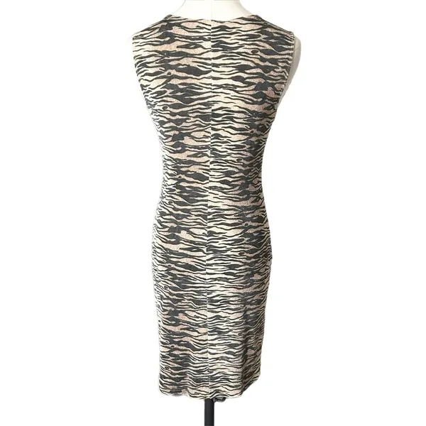Vintage Y2K A'gaci Tiger Stripe Animal Print Sleeveless Bodycon Mini Dress Small - Image 3