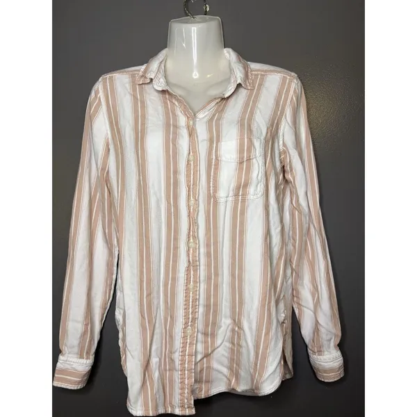 American Eagle Outfitters Shirt Womens XS White Stripe Button Long Sleeve Top - Image 2