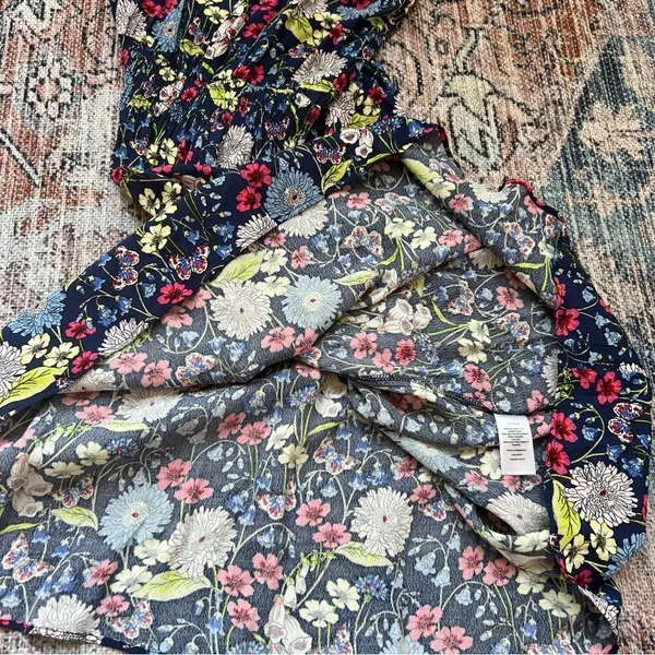 Talbots NWT Floral Short Sleeve Midi Dress Blue Pink Lightweight Summer Dress XS - Image 9