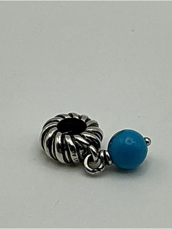 Pandora Turquoise Bead Dangle Charm Sterling Silver ALE - Image 2