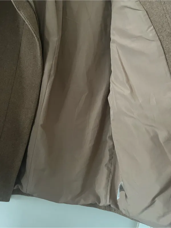J Crew Tan Wool Blend Pea Coat 12 Jacket Zip Up Quiet Luxury Old Money Winter - Image 4