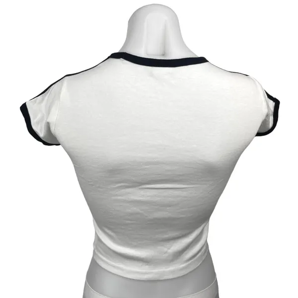 Urban Outfitters White Sunday Club Saint Tropez Fitted Tee T-shirt Crop Top Sz S - Image 2