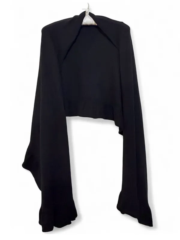Evelyn Grace Women’s 100% Cashmere Ruffle Shawl Black One Size One Size - Image 2