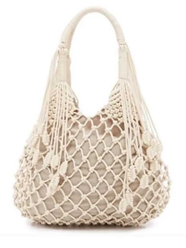 Monserat De Lucca Macrame Belen Tote Purse Handbag Cream Ivory Women’s NWT - Image 11