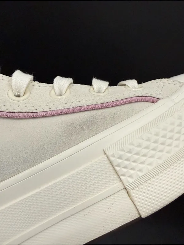 CONVERSE Chuck Taylor All Star Lift Platform High Tops Beige Suede Lilac Piping - Image 14