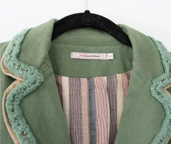 Misomiso Vintage Y2K Linen Bead Embroidered Jacket - Image 9