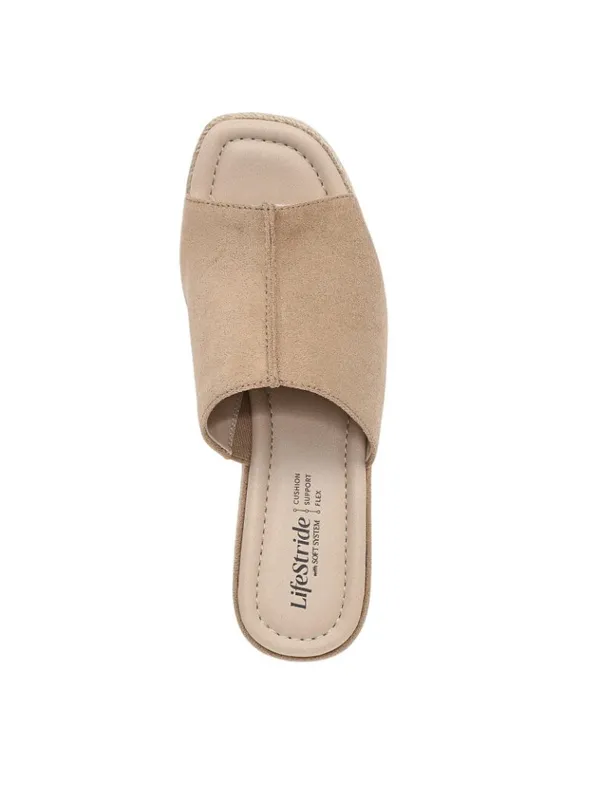 NWT Lifestride Platform Wedge Sandal Slip-On Biscotti Beige Brown 7.5M - Image 3