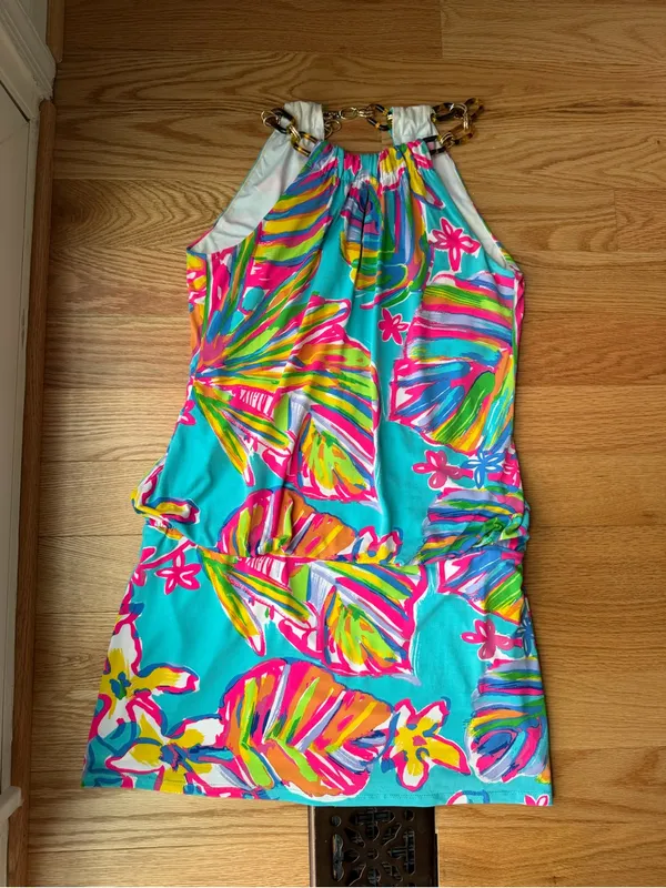 Lilly Pulitzer Siena Sea Blue Summer Haze Halter Dress S - Image 5