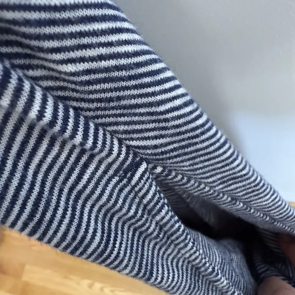 Lou & Grey Blue White Striped Maxi Dress‎ XS Cotton Knit A-Line V-Neck Pockets - Image 4