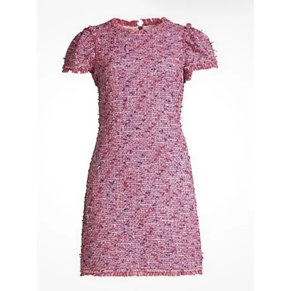 Kate Spade New York Flutter Sleeve Tweed Dress Pink Size 12 Jackie O Preppy‎ - Image 10