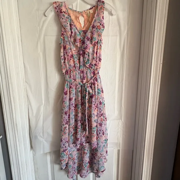 LC Lauren Conrad Disneys Cinderella Hi Low Floral Dress Womens Size Medium‎ Lace - Image 3