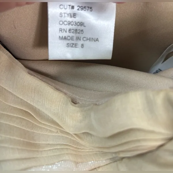 Tadashi Shoji 8 Silk Elegant Ruffle Strapless Formal Maxi Dress in Golden Beige - Image 11