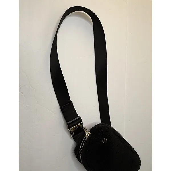 Lululemon Everywhere Belt Bag Black Fuzzy Fleece Crossbody Utility Y2K Goth Emo - Image 12