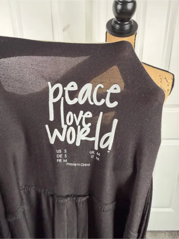 Peace Love World Black Cold Shoulder Modal Tunic Top Size S - Image 5