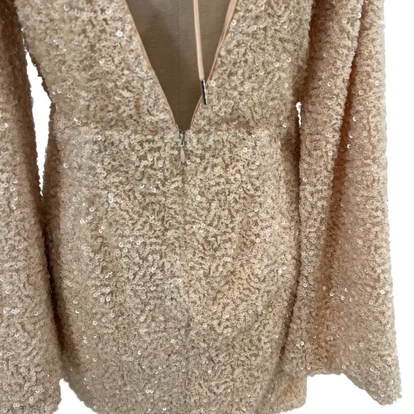 Michael Costello‎ x Revolve Valerie Dress Mini Long Sleeve Sequin Ivory Medium - Image 11