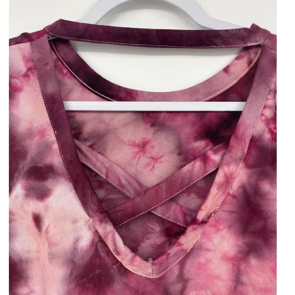 Derek Heart Womens Pink Purple Tie Die Sweater Top Shirt Long Sleeve NEW Medium - Image 4