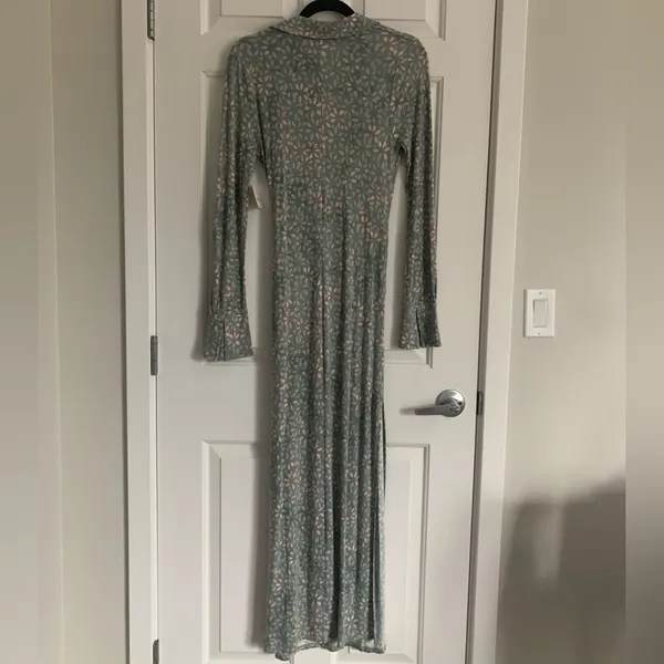 Free People Shayla Floral‎ Long Sleeve Wrap Midi Dress Size S - Mint Combo - NWT - Image 6