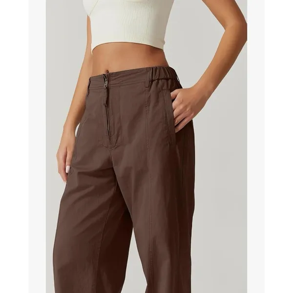 Brown Cotton Wide Leg High Rise Palazzo Pants Relaxed Fit Trousers Womens Medium - Image 4