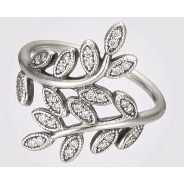 Authentic PANDORA “Sparkling Leaves” Ring & Earring Set -Sterling & CZ's -Sz 7.5 - Image 4