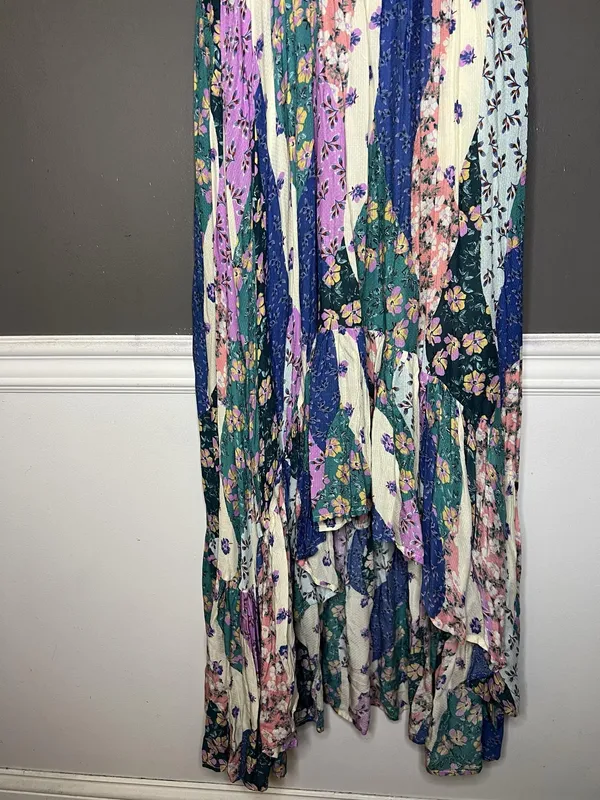 Olivaceous Dress Womens Medium Multicolor Floral Wrap Maxi Ruffle Sundress - Image 3