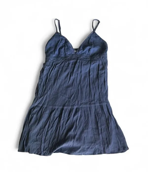 No Boundaries Dusty Blue Eyelet Mini Dress XS - Image 2