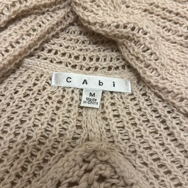 cAbi Tan Teachers Pet Open Knit Cardigan Sweater Asymmetrical Hem - Image 2