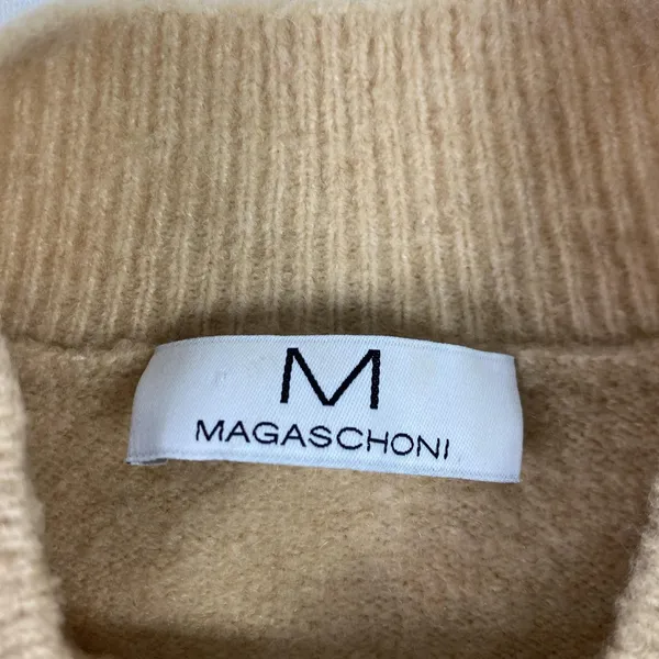 Magaschoni Sweater Womens Medium Beige Mock Neck Long‎ Sleeve Pullover Knit - Image 3