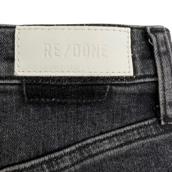 RE/DONE 90S High Rise Straight Leg Jeans in Stoned Noir Black Women's Size 24 - Image 8