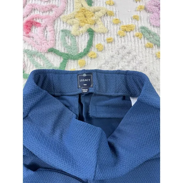 Legacy XXS Blue Textured Jacquard Pull On High Rise Straight Leg‎ Pants A474586 - Image 5