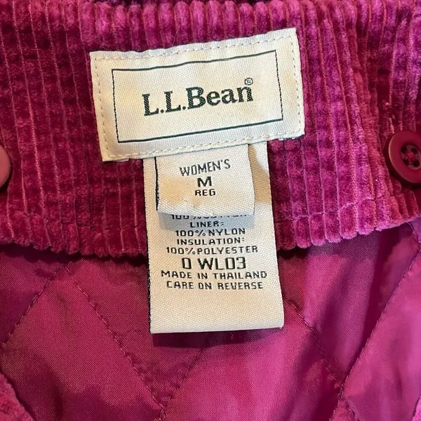 L.L. Bean pink corduroy lined jacket size medium - Image 6