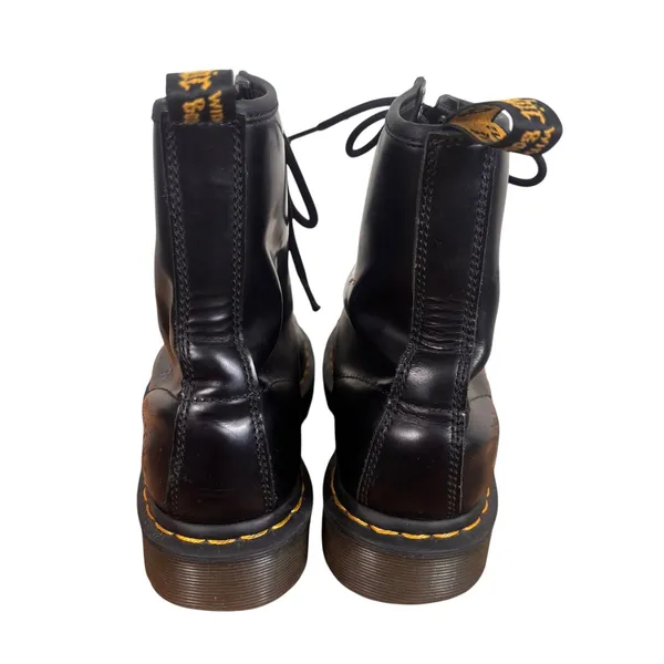 Dr. Martens 1460 Smooth Leather 8-Eye Combat Boots Black Yellow Stitching Sz 8 - Image 4
