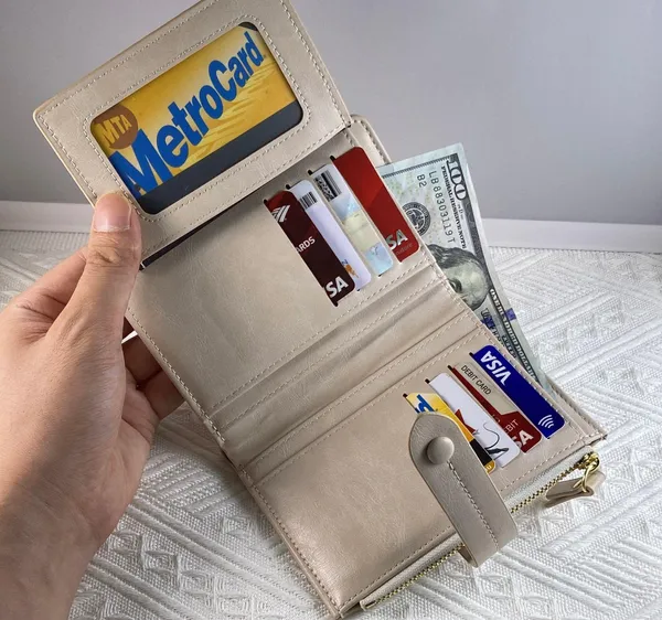 Wallet for Women,Trifold Snap Closure Wallet,Credit Card Holder Coin Purse - Image 5